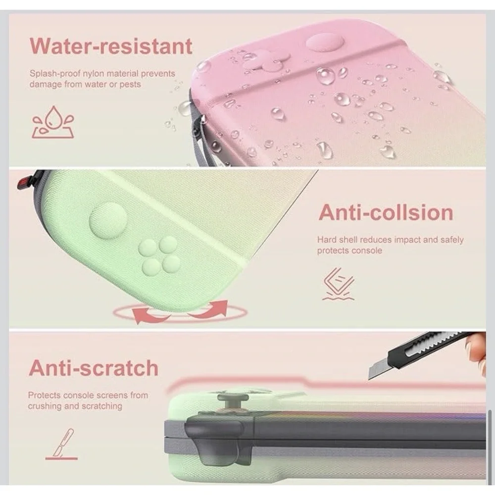 STARTRC GAMES Slim Hard Shell Carrying Case for Nintendo Switch 2 Pink & Green